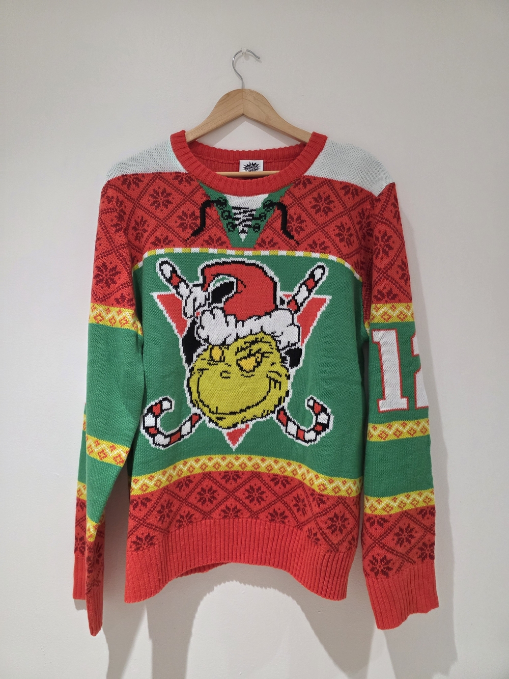 Dr. Seuss Grinch Holiday Crewneck Sweater - Green & Red